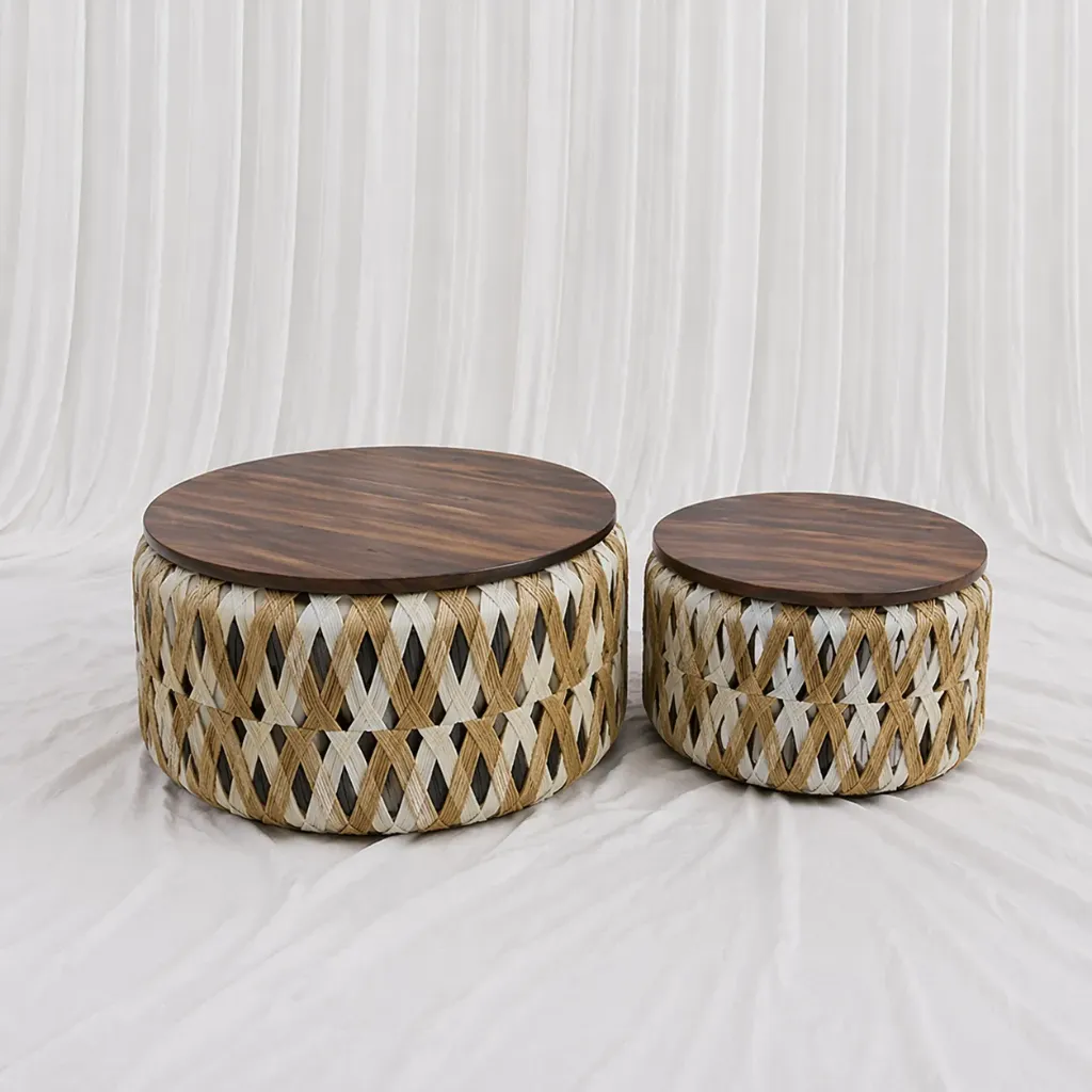 [RT-285-M] Patterned Wooden Nesting Tables (M)