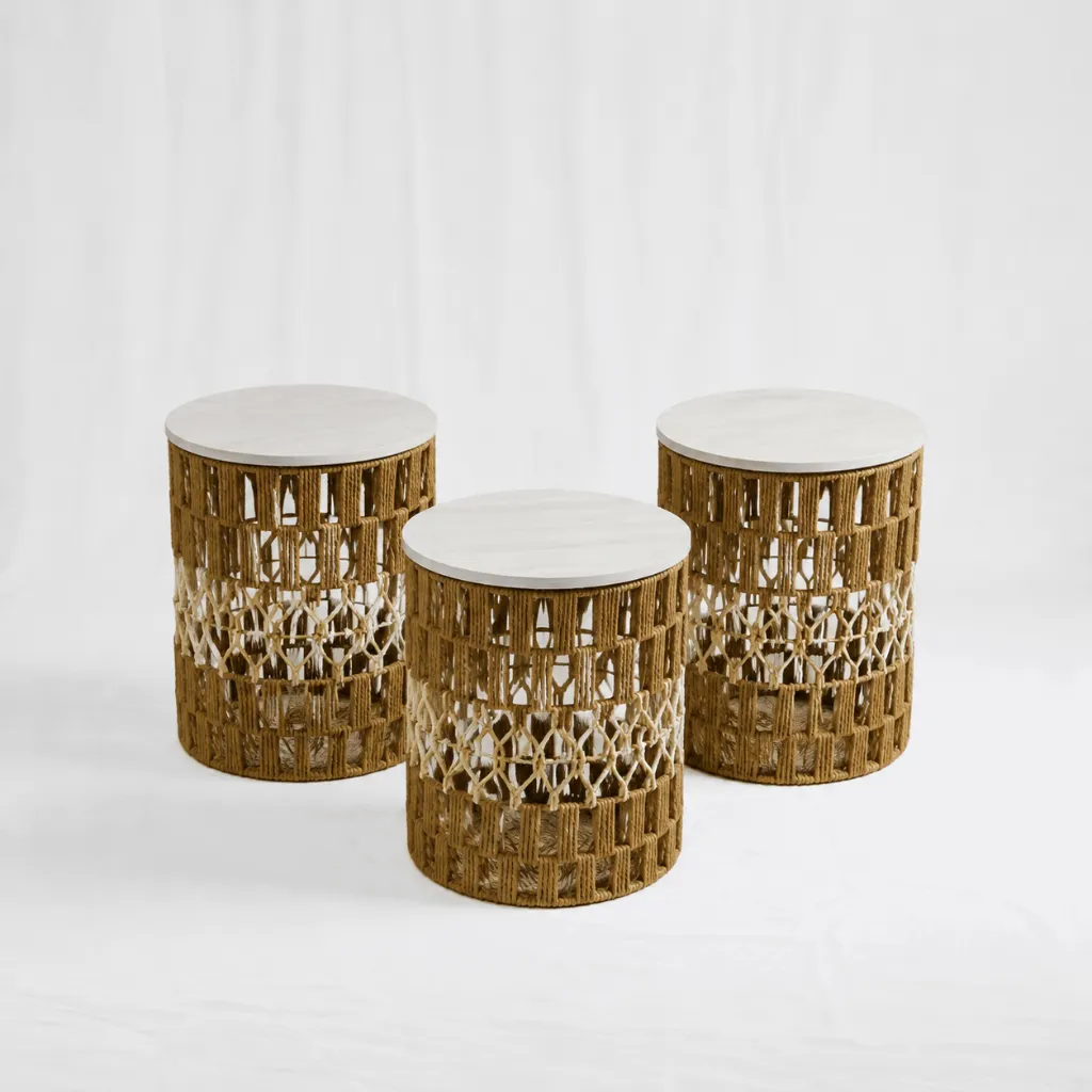 [RT-283-S] Natural Woven Accent Tables (S)