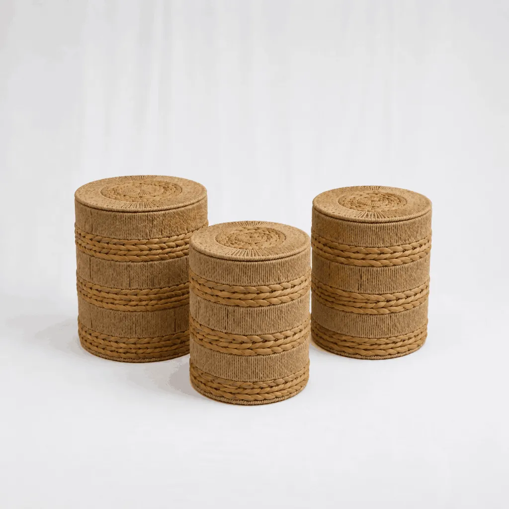 [RT-284-S] Rustic Cane Side Tables (S)