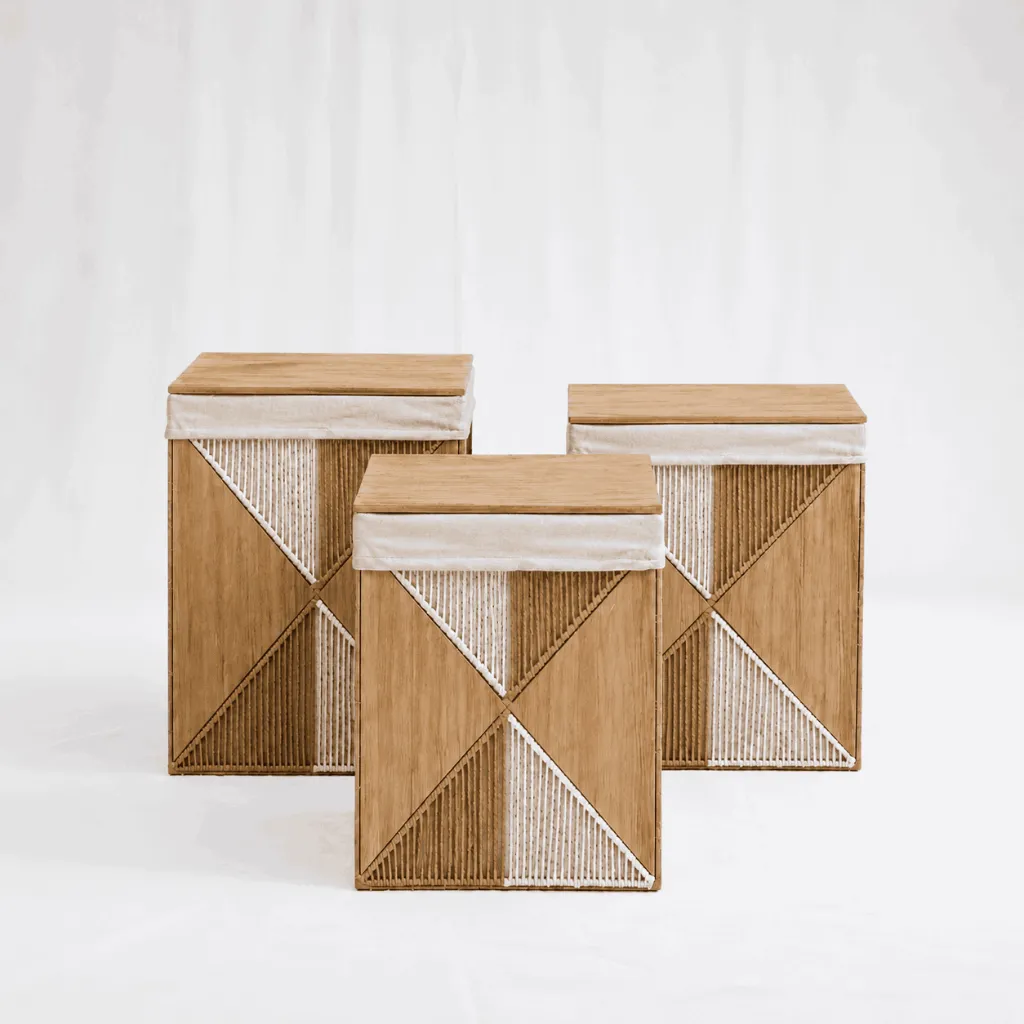 [RT-281-S] Geometric Wooden Side Tables (S)