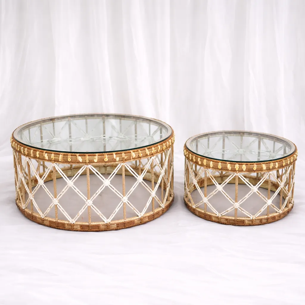 [RT-258-M] Aurora Rattan Glass table (M)