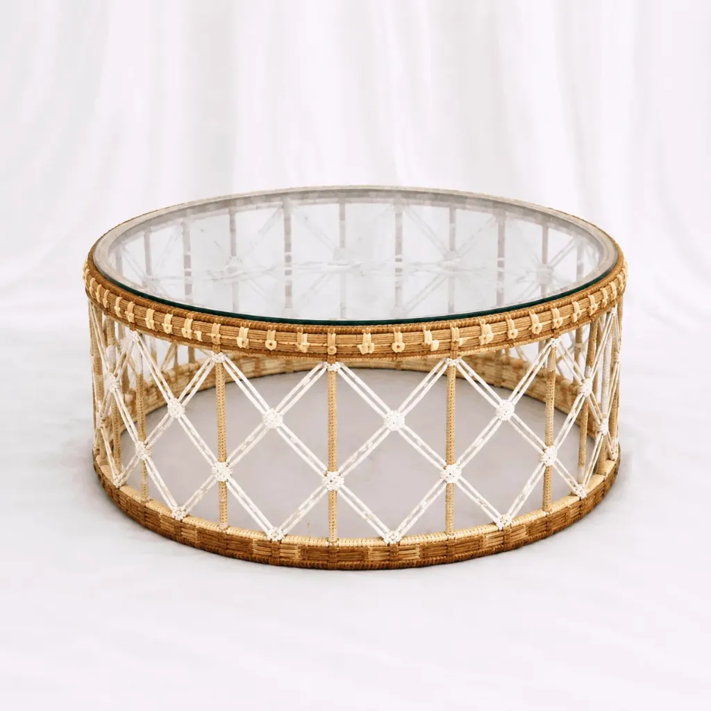 [RT-258-M] Aurora Rattan Glass table (M)