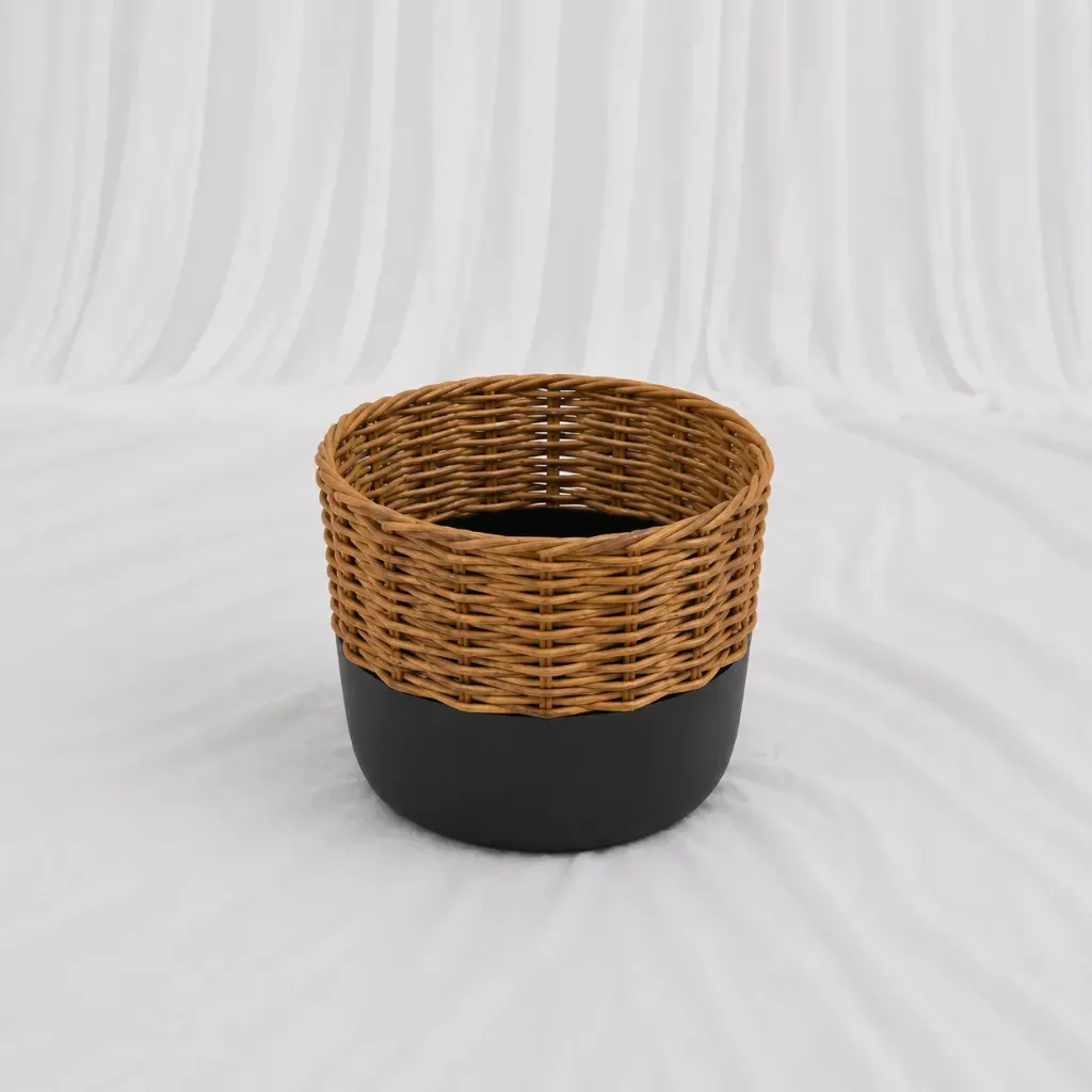 Black & Natural Woven Basket