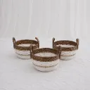Natural Stripe Woven Basket