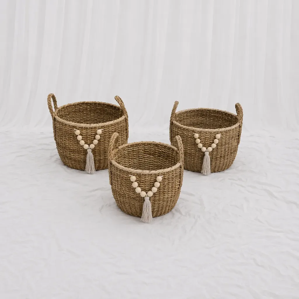 [RB-406-S] Boho Fringe Storage Basket (S)