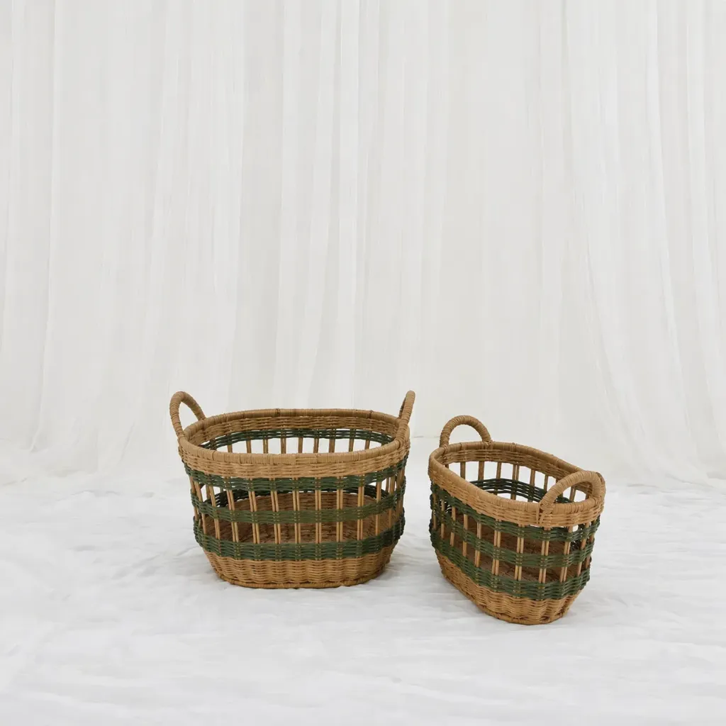 [RB-396-M] Dual Tone Woven Storage Baskets (M)