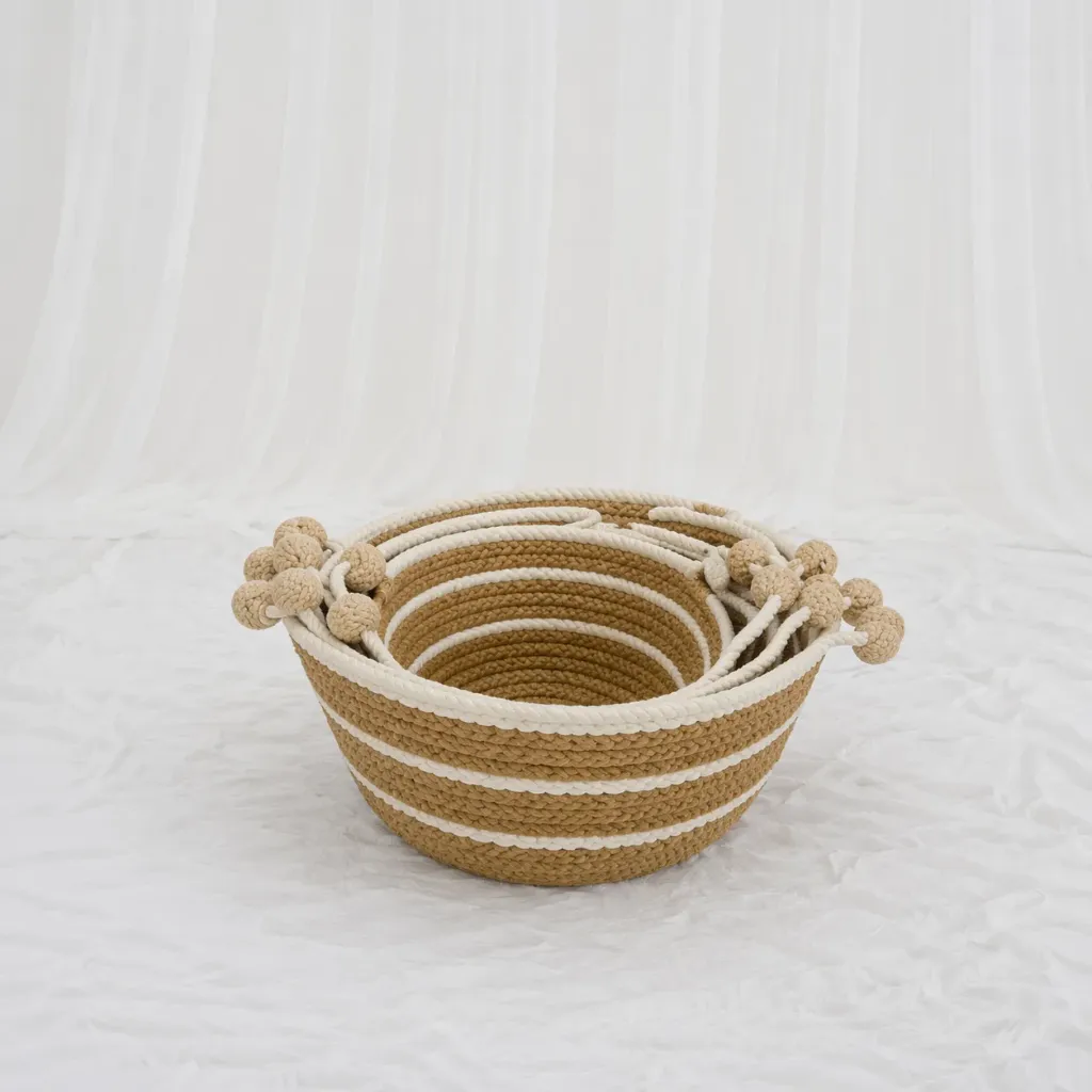 [RB-403-S] Textured Rope Basket Set (S)