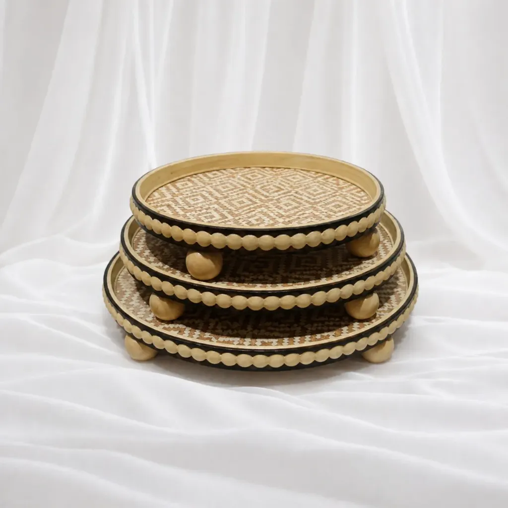 [RB-399-S] Classic Cane Round Tray (S)