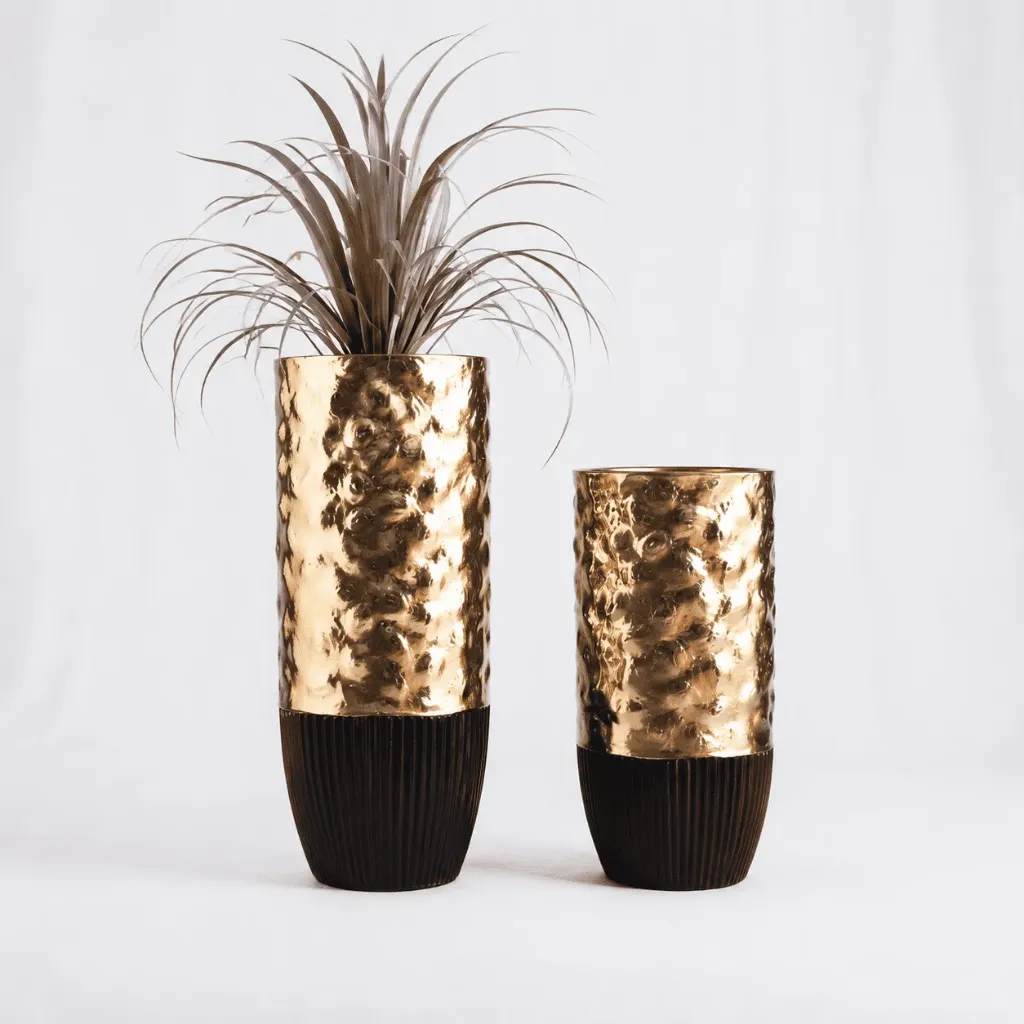 [P-1419-M] Luxury gold and black Planter (M: 33*33*70.5*)