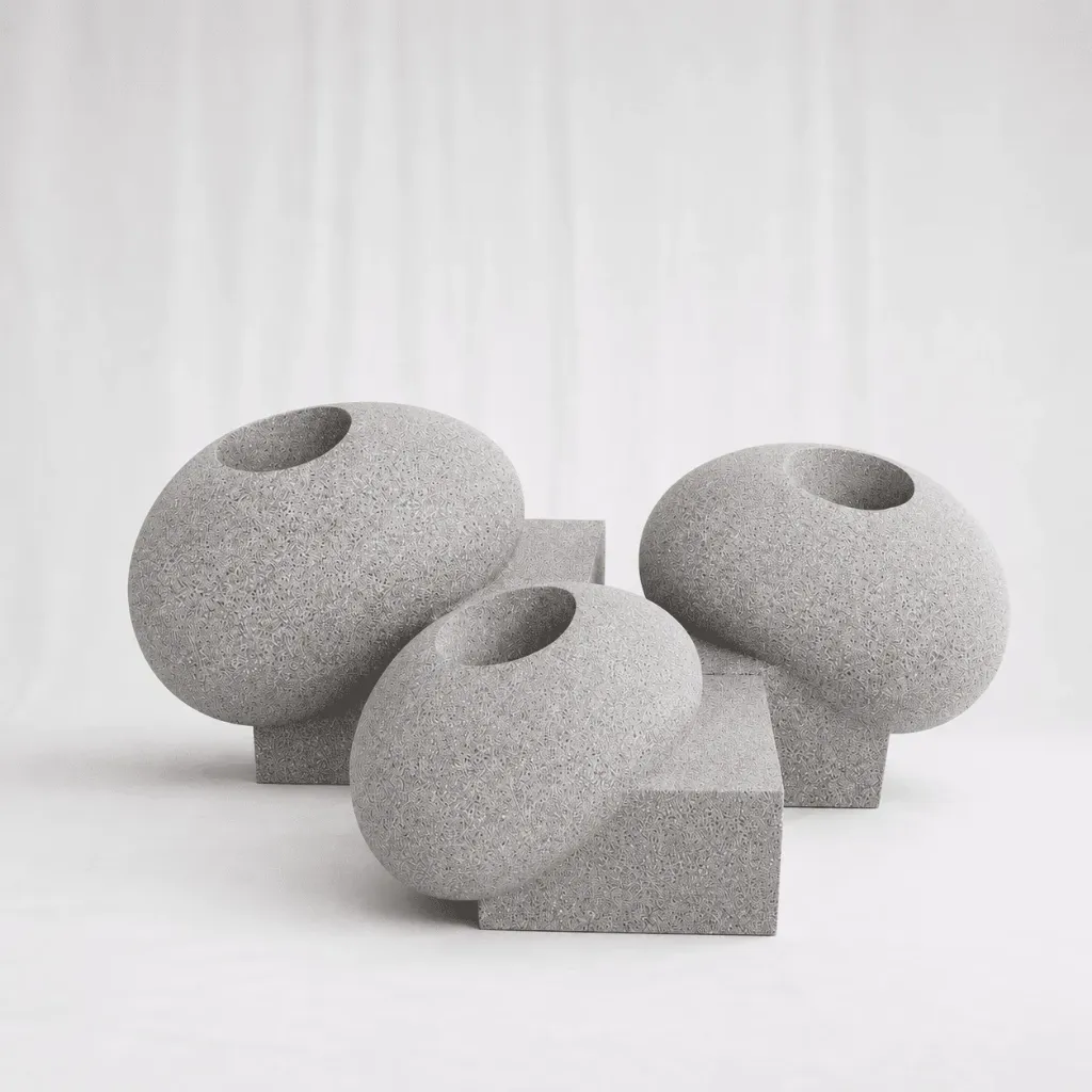 [P-1407-S] Stone pebble shaped planters (S: 82*52*53)