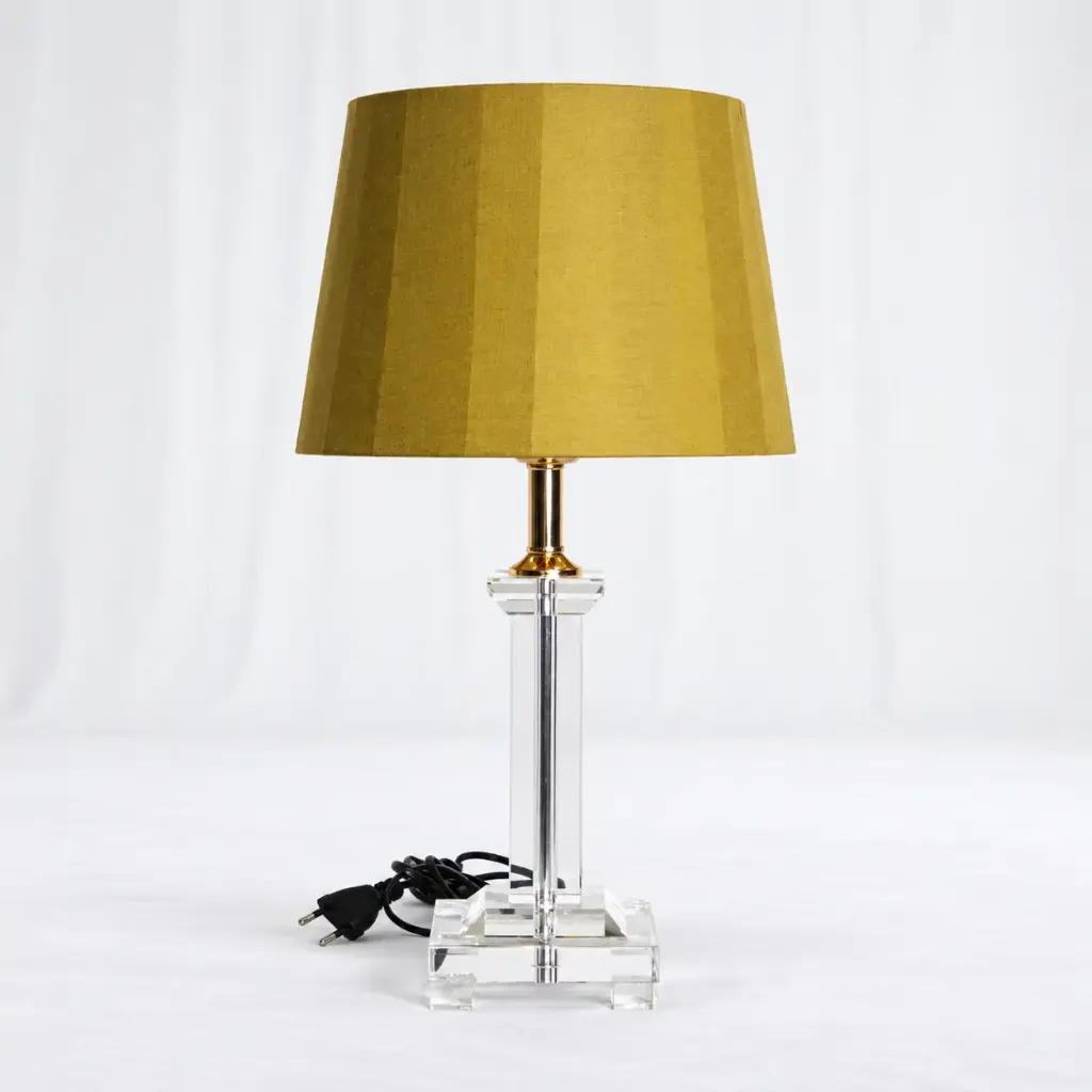 [L-025] Regalia Clear Crystal Square Base Lamp